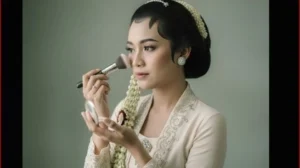 Ilustrasi perempuan Indonesia pakai bedak [Ilustrasi AI]