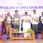 ओयू के यूनिवर्सिटी कॉलेज ऑफ आर्ट्स एंड सोशल साइंसेज के वर्षगांठ समारोह में भाग लेते उप-मुख्यमंत्री मल्लू भट्टी विक्रमार्का व अन्य।