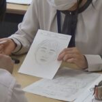 似顔絵を描く練習をする捜査員たち(愛知県警本部)