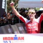 CHAMPION. South African Henri Schoeman, bronze medalist at the 2016 Rio Olympics, celebrates his victory in the IRONMAN 70.3 Lapu-Lapu in Cebu on April 21, 2024. The blue-ribbon event, which is expected to attract a dynamic mix of local and international triathletes, will be held on August 10, 2025. (Contributed photo)
