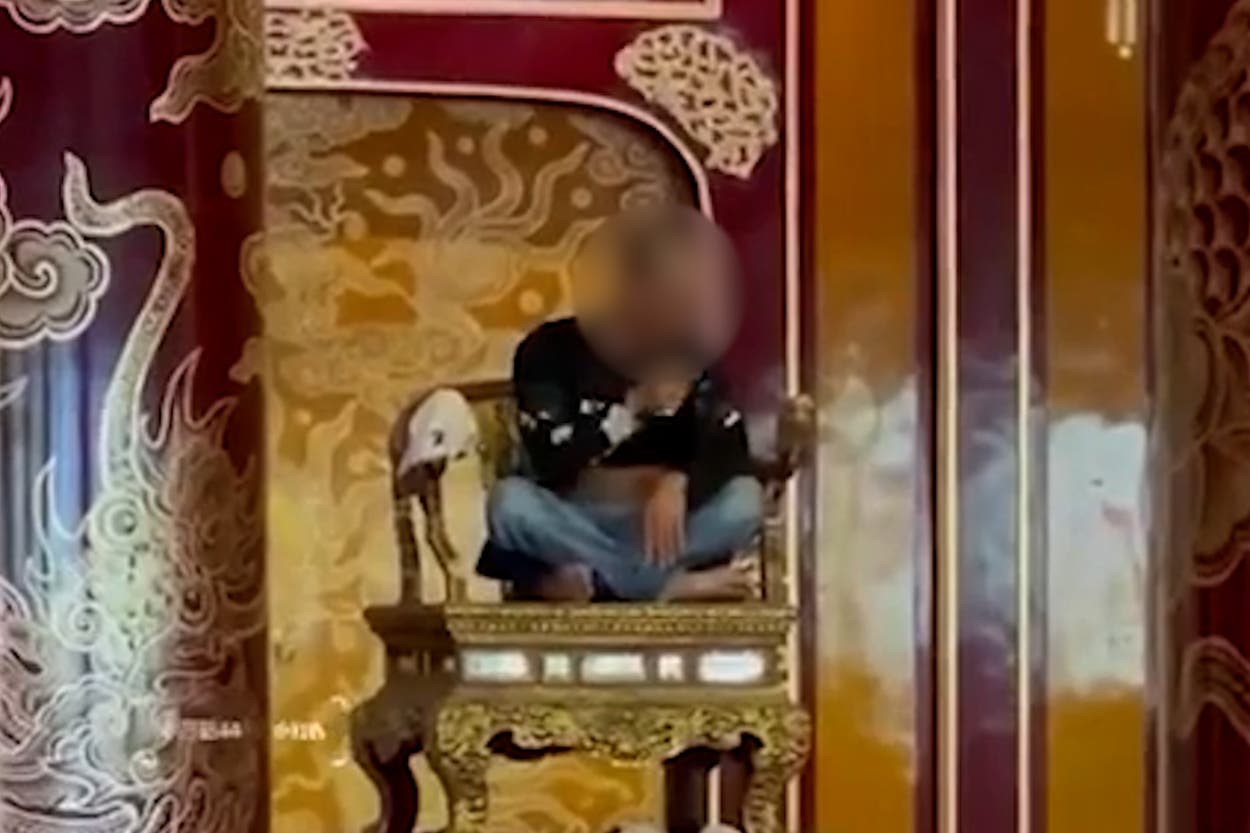 A man damaged Vietnam’s imperial throne, recognised as a national treasure, at Thai Hoa Palace in Hue after trespassing into a restricted area