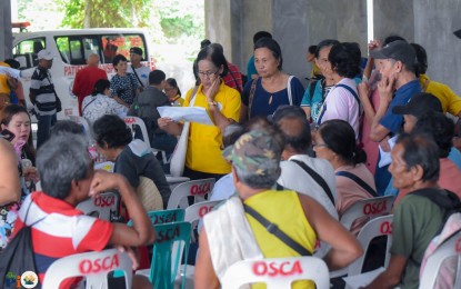 SENIORS' WELFARE. Senior citizens from 50 barangays of Camalig Albay wait for their turn as they receive their social pension from the Albay provincial government in this photo taken on June 10, 2025. Eligible received PHP3,000 each. (Photo courtesy of Albay PIO)