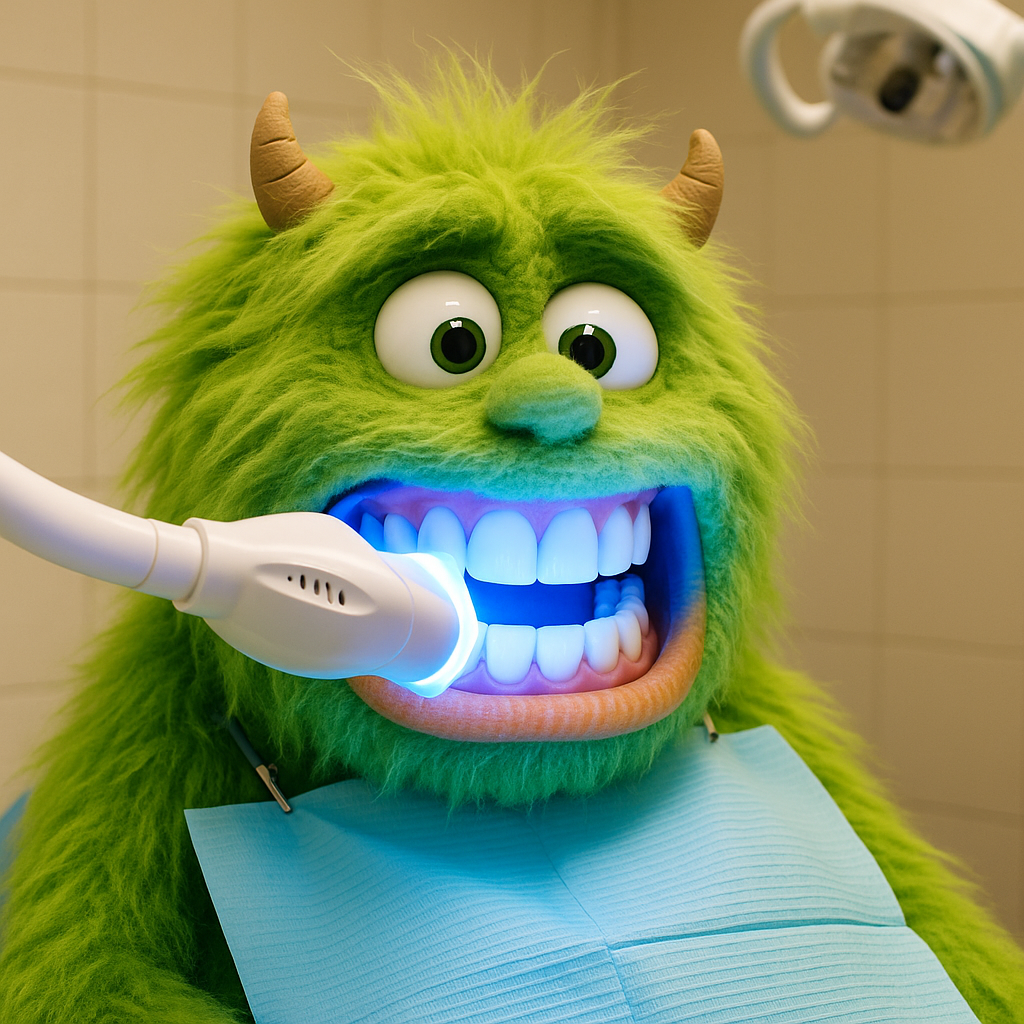 Monster yang melakukan bleaching gigi