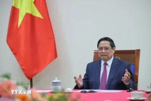 Thủ tướng Phạm Minh Chính điện đàm với Thủ tướng Campuchia Hun Manet - Ảnh: TTXVN