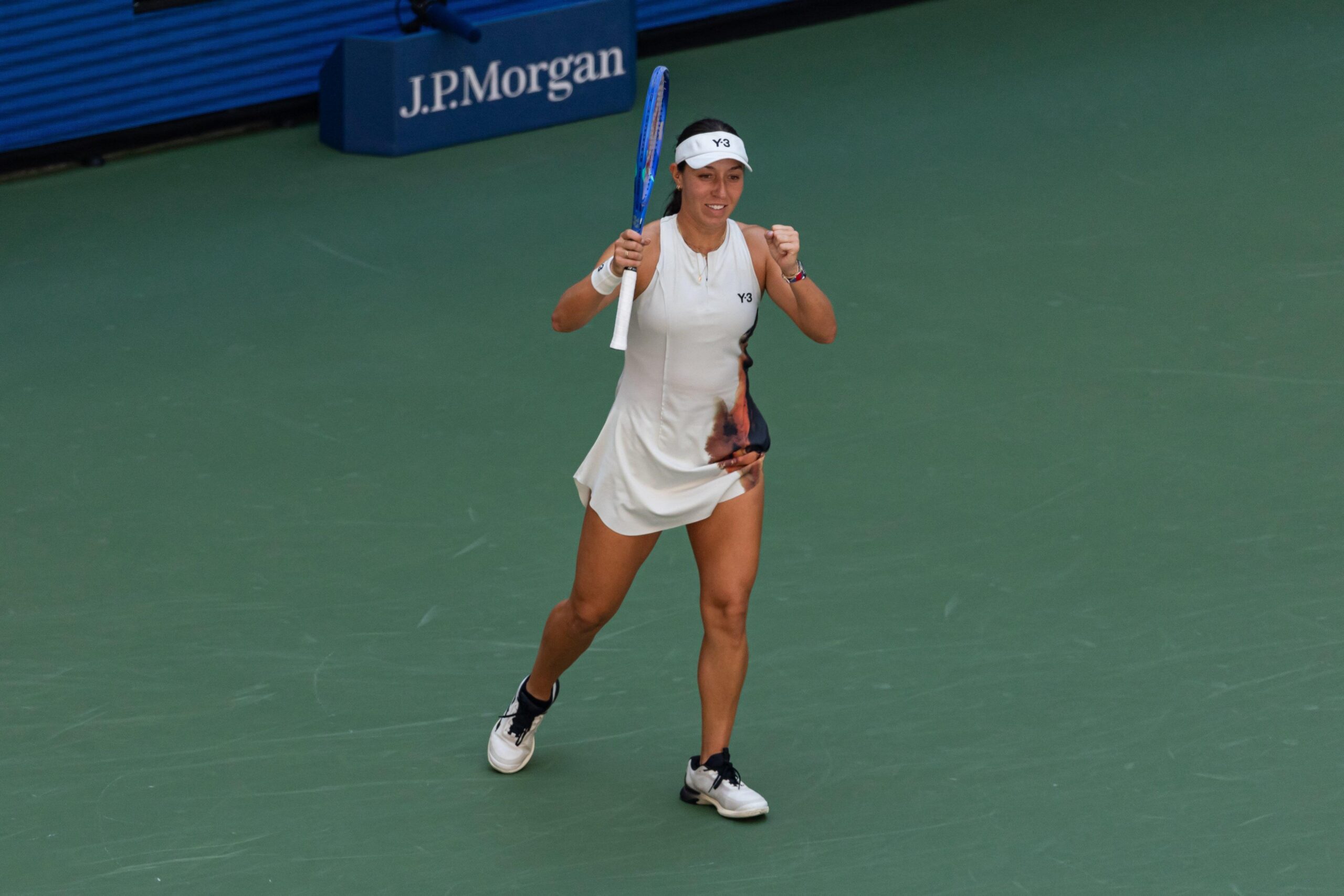 Sep 2, 2025; Jessica Pegula of the US celebrates her victory over Barbora Krejcikova of Czech Republic in the quarterfinal of the women’s singles at the US Open. (Mike Frey-Imagn Images/REUTERS)