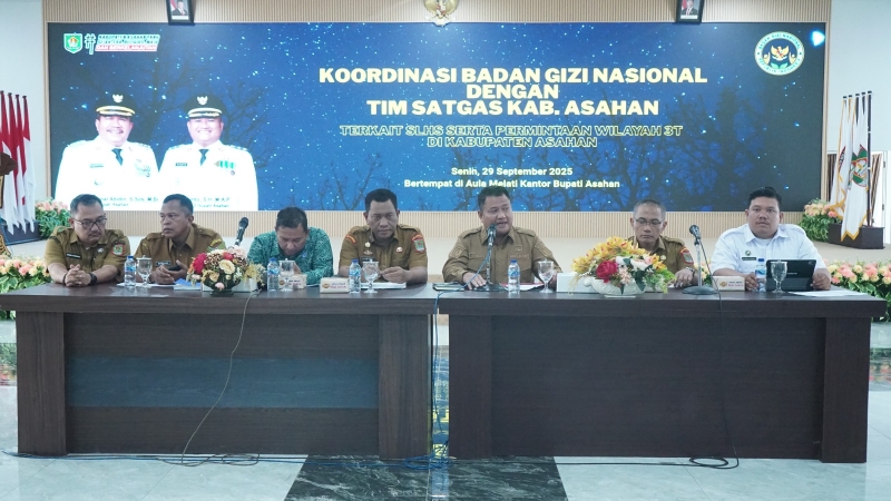 Pemkab Asahan bersama BGN dan Tim Satgas Kabupaten menggelar rapat koordinasi percepatan Program Makan Gizi Gratis. (istimewa)