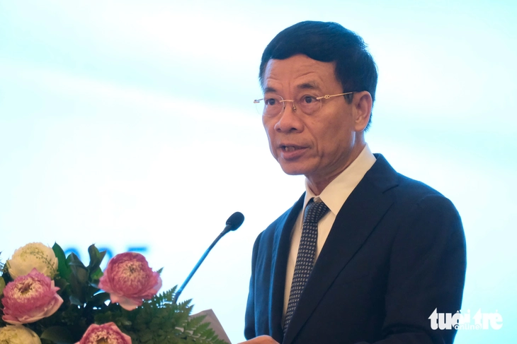 Ông Nguyễn Mạnh Hùng - Bộ trưởng Bộ Khoa học và Công nghệ phát biểu tại hội thảo - Ảnh: NGUYÊN BẢO