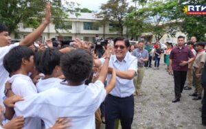 HEALTHCARE FOR ALL. President Ferdinand R. Marcos Jr. interacts with students during the Yaman ng Kalusugan (YAKAP) Caravan at Aurora National High School in Baler, Aurora on Monday (Sept. 1, 2025). The event provided free medical checkups and health services to over 500 learners, teachers and school staff. (RTVM screengrab)