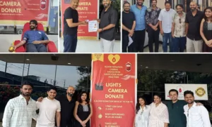 युवा फिल्म निर्माताओं द्वारा आयोजित रक्तदान अभियान का दृश्य।