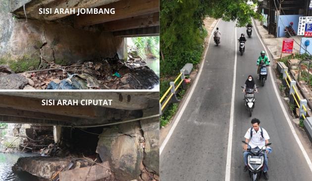 The Great Pigeon Bridge in Ciputat is Damaged, Access Closed for 3 Days