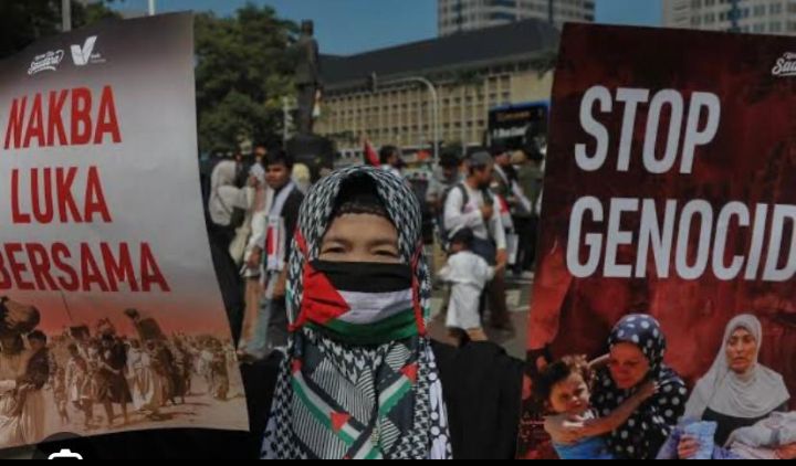 Demo mengutuk genosida yang dilakukan Israel terhadap warga Gaza Palestina terjadi di Jakarta dan di berbagai belahan dunia lainnya (Foto: Istimewa)