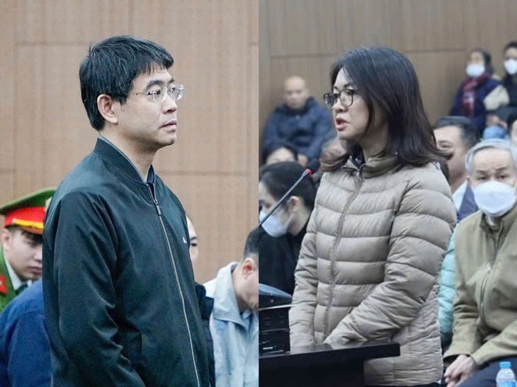 Vợ chồng cựu Cục trưởng Cục An toàn thực phẩm Trần Việt Nga tại tòa - Ảnh: GIANG LONG