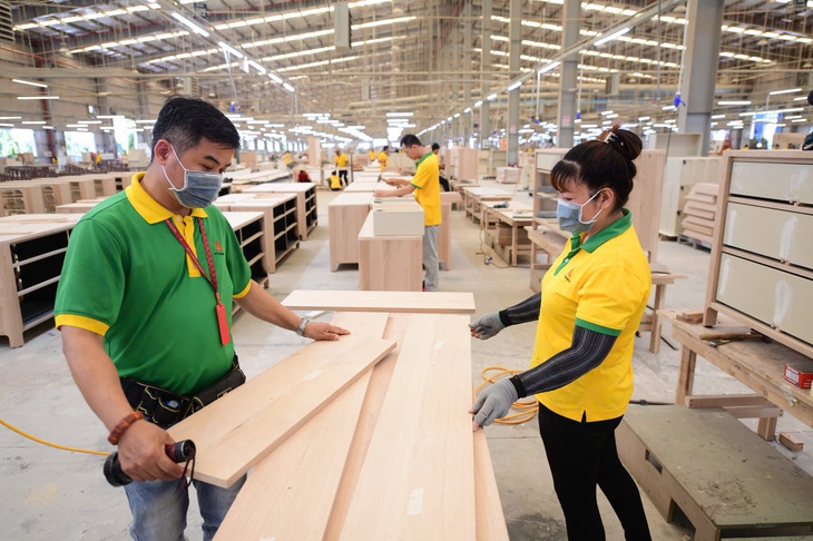 Chế biến đồ gỗ xuất khẩu đi Mỹ tại một công ty ở tỉnh Tây Ninh - Ảnh: QUANG ĐỊNH