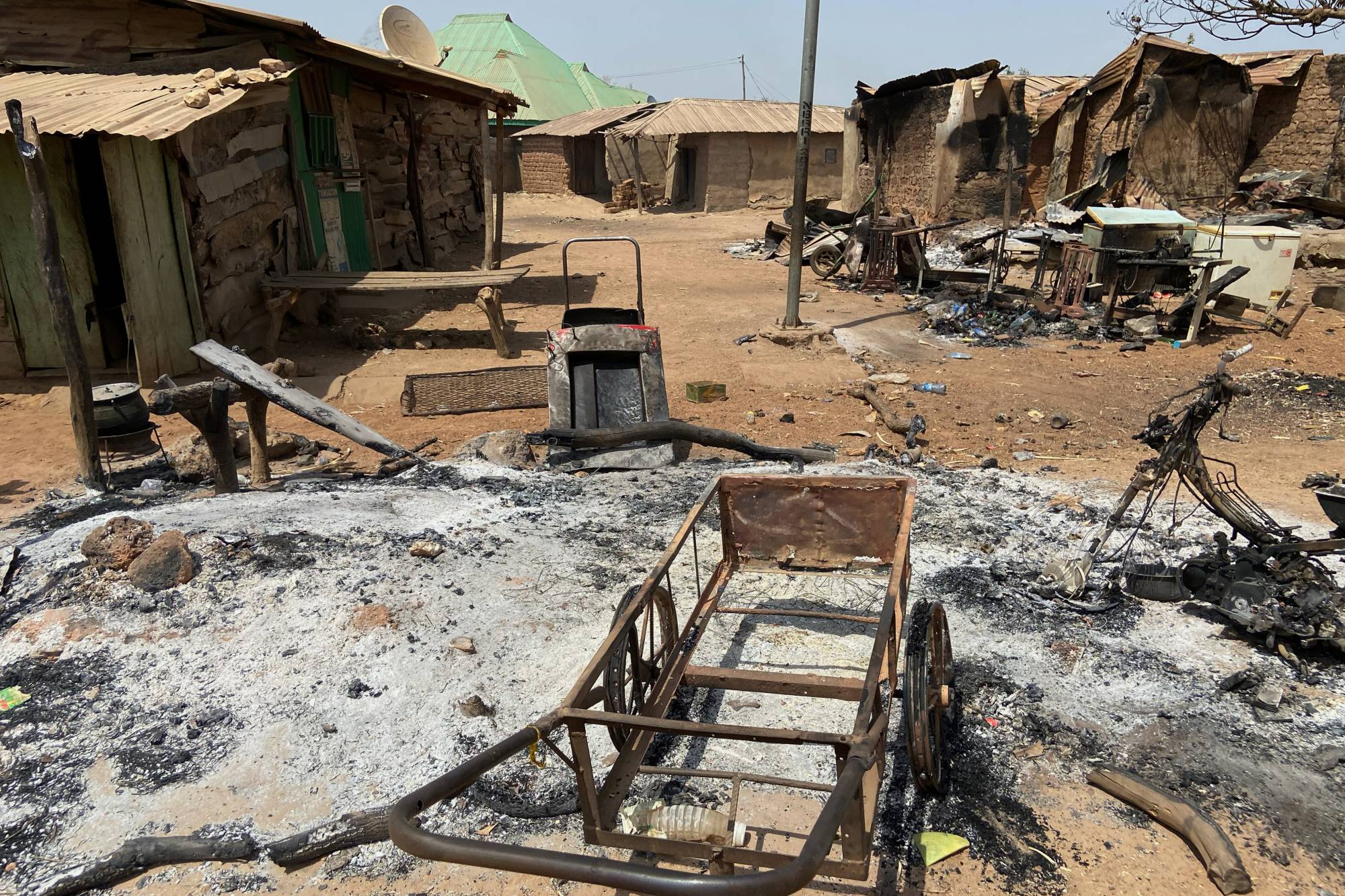 Houses destroyed as a result of the armed attack on Wuro village in Kwara State