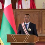 Col. Michael Randrianirina delivers his speech at the high constitutional court after being sworn in as president in Antananarivo, Madagascar, Friday, Oct. 17, 2025. (AP Photo/ Brian Inganga)