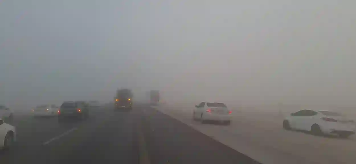 رياح وضباب يضربان مناطق واسعة