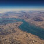 An aerial view of the Iranian shores and the island of Qeshm, Iran in the Strait of Hormuz, December 10, 2023. REUTERS/ Stringer/ File photo