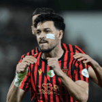 أحمد خالدي يحتفل بهدفه في شباك أولمبيك آسفي المغربي