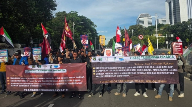 Lintas Tridharma Jakarta (LTJ), sebuah wadah konsolidasi berbagai elemen mahasiswa yang tergabung dalam PERISAI SI Mahasiswa HMI, SEMMI, PMII, dan GPI, menyelenggarakan aksi damai [Ist]