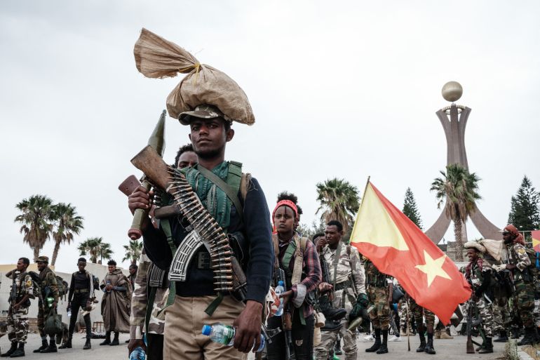 Tigray People's Liberation Front (TPLF) fighters prepare to leave for another field at Tigray Martyr's Memorial Monument Center in Mekele, the capital of Tigray region, Ethiopia, on June 30, 2021. Rebel fighters in Ethiopia's war-hit Tigray seized control of more territory on June 29, 2021, one day after retaking the local capital and vowing to drive all "enemies" out of the region. (Photo by Yasuyoshi Chiba / AFP)
