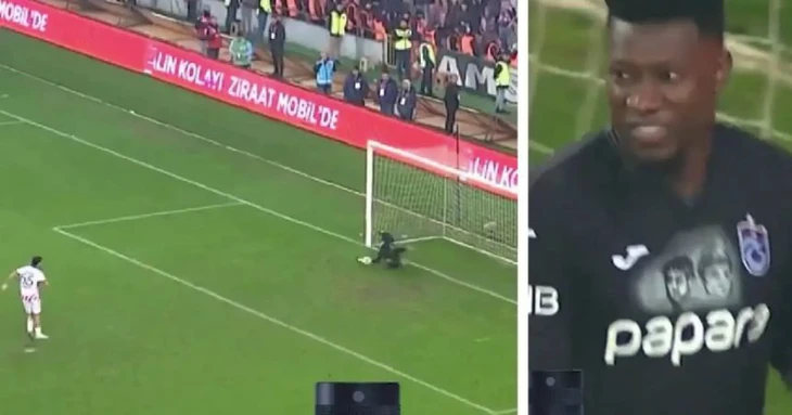 Thủ môn Andre Onana trở thành người hùng ở Thổ Nhĩ Kỳ, khi cản phá thành công 3 quả phạt đền giúp Trabzonspor vào bán kết Turkish Cup - Ảnh: Sports