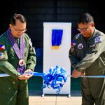 Philippine Air Force Commanding General Lieutenant General Arthur Cordura and Brigadier General Jose Johnson Grayda, Wing Commander of the Tactical Operations Wing West, lead the ribbon-cutting rites of the Basing Support System at Pag-asa Island on Thursday, April 23, 2026. (Photo from Philippine Air Force)