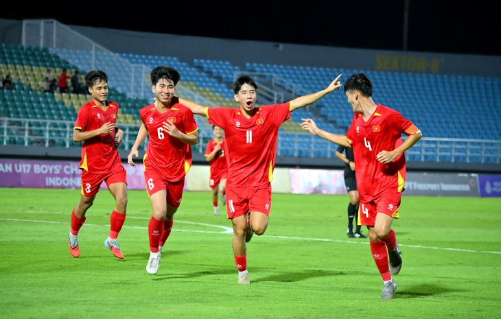 U17 Việt Nam có chiến thắng đậm trước Malaysia tại trận chung kết U17 Đông Nam Á để trở thành đội có số lần vô địch nhiều nhất - Ảnh: VFF
