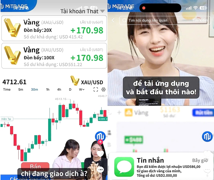 Xuất hiện các quảng cáo về ứng dụng (app) đầu tư vàng, chứng khoán quốc tế chưa được cấp phép tại Việt Nam - Ảnh chụp màn hình