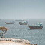 Vessels sail through the Strait of Hormuz, Musandam, Oman, May 20, 2026. REUTERS/Stringer
