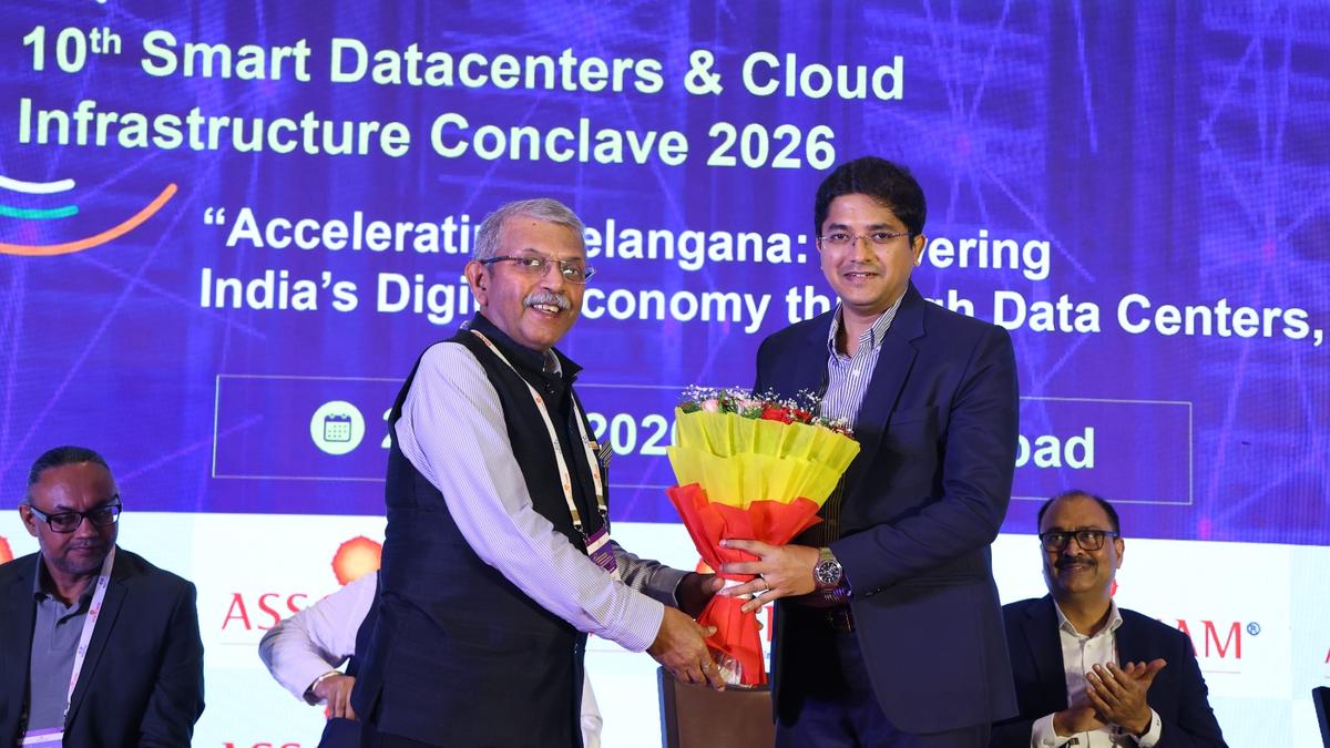ASSOCHAM Secretary General Saurabh Sanyal welcoming Commissioner/Director of Industries Nikhil Chakravarthi J at a conference the industry body organised in Hyderabad on Thursday. | Photo Credit: Arrangement