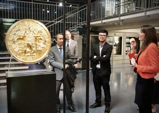 The world's second-largest gold coin, a commemorative 130-kg coin with a nominal value of CZK 100 million (PHP 295.5 million) produced in 2019 to mark the 100th anniversary of the Czechoslovakian koruna.