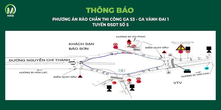 Phương án rào chắn để thi công ga S3, tuyến metro số 5 - Ảnh: MRB