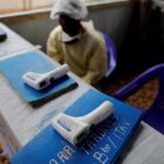 Thermometers are pictured at the entrance of an Ebola Treatment Center in the Eastern Congolese town of Butembo in the Democratic Republic of Congo, October 4, 2019. REUTERS/Zohra Bensemra/File Photo