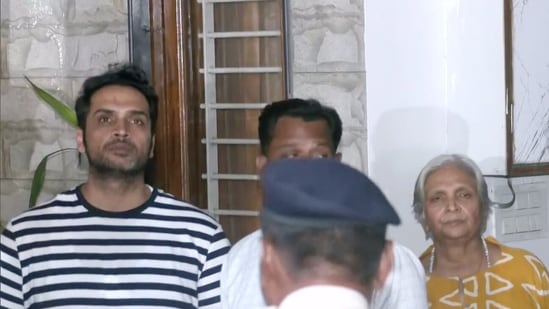 Twisha's husband and accused Samarth Singh (L) and mother-in-law Giribala Singh in Bhopal on Wednesday. (ANI video grab)