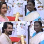 প্রসেনজিতের হাতে পদ্মশ্রী, ধর্মেন্দ্রর হয়ে মরণোত্তর সম্মান গ্রহণ হেমার। ছবি- সংগৃহীত
