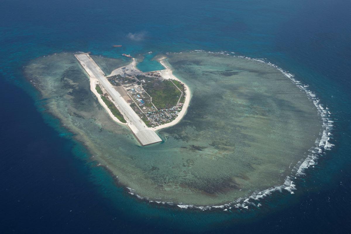An aerial view shows Pag-asa Island in the West Philippine Sea on March 9, 2023. REUTERS/ Eloisa Lopez/ File photo