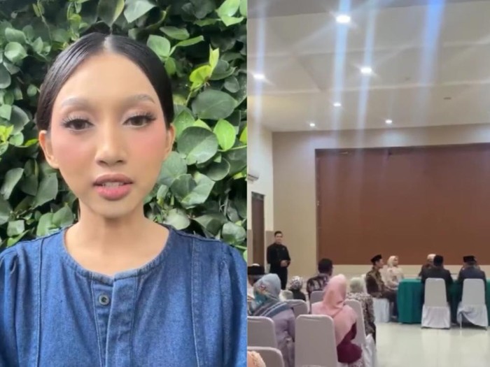 Suasana pernikahan sepi di Islamic Center Bekasi setelah pengantin ditipu WO. Acara tak sesuai rencana tanpa dekorasi dan katering akibat pihak vendor kabur. Foto: Dok. Instagram @ezaputra_39.
