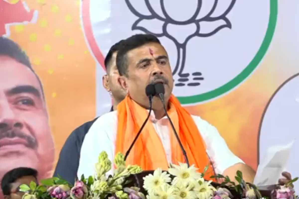 নন্দীগ্রামের সংবর্ধনায় সভায় মুখ্যমন্ত্রী শুভেন্দু অধিকারী। ছবি: ফেসবুক