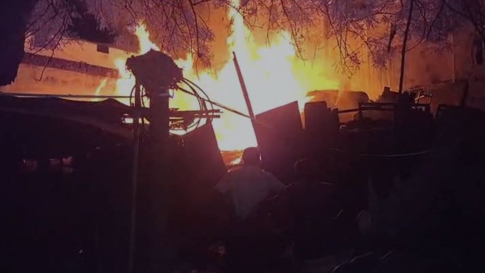 A massive fire broke out at a timber warehouse in Hyderabad’s Bholakpur area.