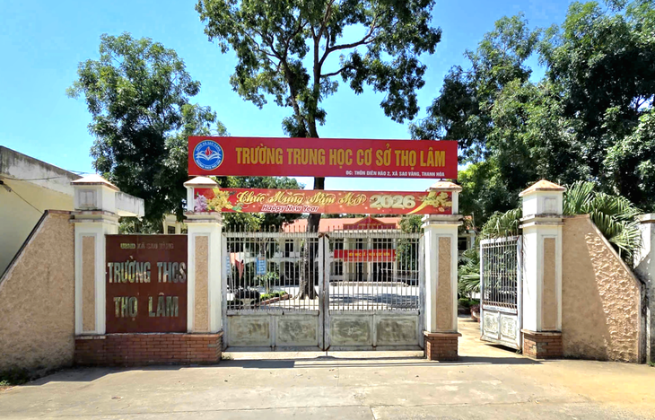 Trường THCS Thọ Lâm, xã Sao Vàng, tỉnh Thanh Hóa - nơi xảy ra việc lộ đề thi môn tiếng Anh học kỳ 2 năm học 2025 - 2026 - Ảnh: CTV