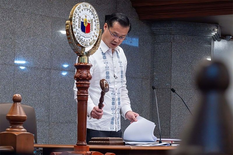 Senator Win Gatchalian takes his oath as the new Senate President Pro Tempore and assumes the role of Acting Senate President during the Senate session on June 3, 2026