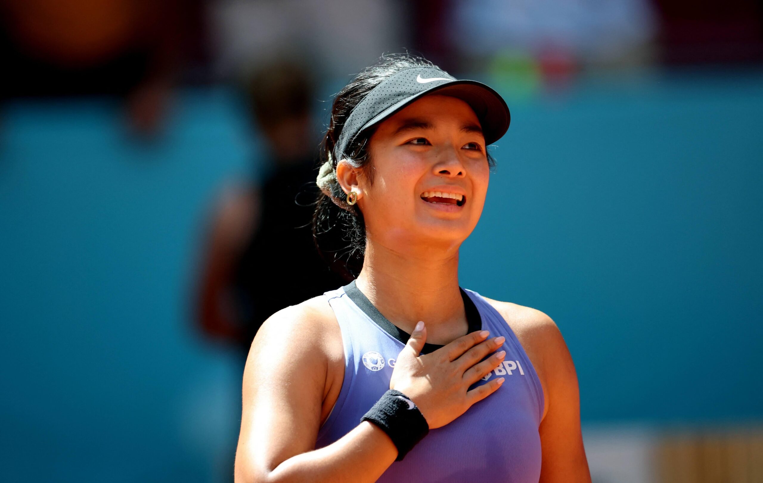 Madrid Open - Park Manzanares, Madrid, Spain - April 22, 2026 Philippines’ Alexandra Eala celebrates after winning her round of 128 match vs Russia’s Anastasia Pavlyuchenkova REUTERS/Isabel Infantes
