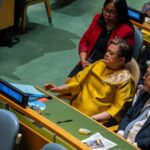 Secretary of Foreign Affairs for the government of the Philippines Theresa Lazaro receives a ballot in the election of non-permanent members of the United Nations Security Council at U.N. headquarters in New York City, U.S., June 3, 2026. REUTERS/David 'Dee' Delgado