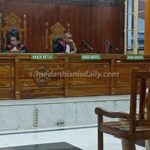 Terdakwa Dante Sinaga saat mengikuti persidangan pembacaan putusan sela perkara dugaan korupsi penjualan aluminium alloy PT Inalum di Pengadilan Tipikor Medan, Rabu (3/6/2026).