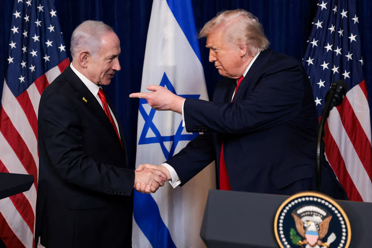 Tổng thống Trump và Thủ tướng Israel Benjamin Netanyahu tại cuộc họp báo ngày 29-12-2025 - Ảnh: REUTERS