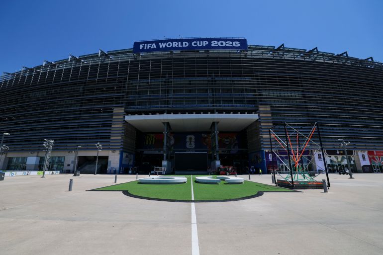 A general view shows the New York New Jersey Stadium (temporarily renamed from MetLife Stadium) ahead of the 2026 FIFA World Cup in East Rutherford, New Jersey, on May 29, 2026.