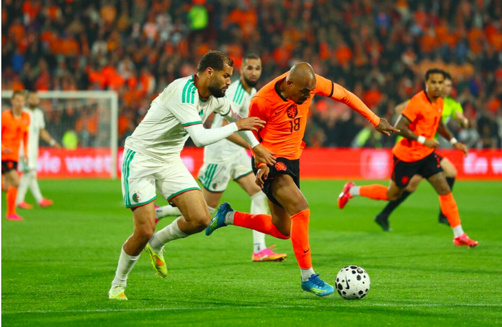 Hà Lan (phải) để thua Algeria 0-1 - Ảnh: REUTERS