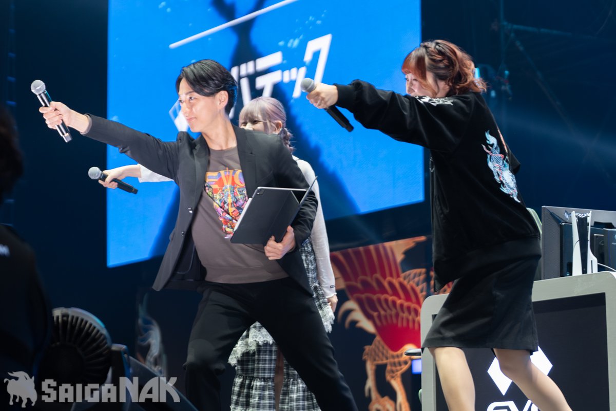The hosts energizing the venue