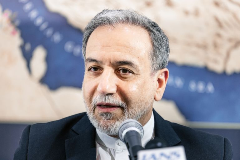 NEW DELHI, INDIA - MAY 15: Iran's Foreign Minister Abbas Araghchi attends a press conference at the Iranian embassy on May 15, 2026 in New Delhi, India. Iranian Foreign Minister Abbas Araghchi is in New Delhi to attend the BRICS Foreign Ministers' meeting that took place from May 14-15, amid geopolitical friction surrounding the ongoing conflict in the Middle East.
