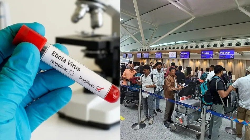 हैदराबाद एयरपोर्ट पर स्वास्थ्य जांच और निगरानी का प्रतीकात्मक दृश्य
